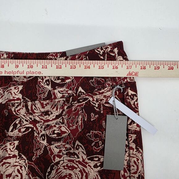 Soft Surroundings Pants Perfect Ponte Straight Leg Floral SZ L Red Gold Serrano - Picture 5 of 8